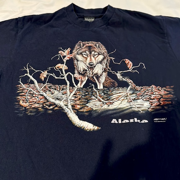 Vintage Mystic Indian Wolf T-Shirt Alaska Gardner Polar Graphics USA Wolves sz M - Picture 4 of 8